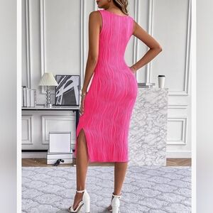 Women's Ribbed Knit Bodycon Maxi Dress With Side Split Size M